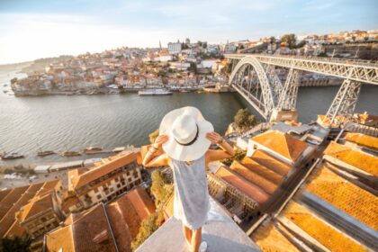 woman overlooking Porto, portugal