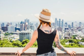 Beautiful girl traveling in Montreal