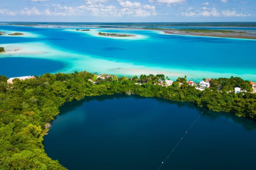 cenote and blue waters of Bacalar