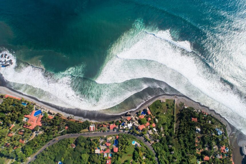 Aerial view of beach in El Salvador
