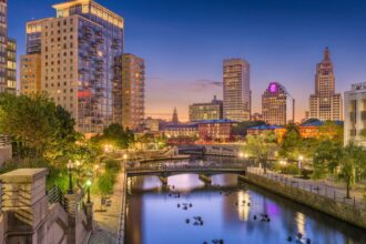 downtown providence at night