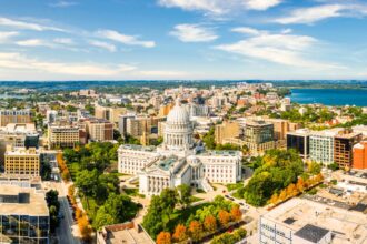 Wisconsin State Capitol and Madison skyline panorama