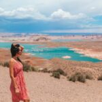 Woman enjoying the view of Lake Powell, Glen Canyon National Park