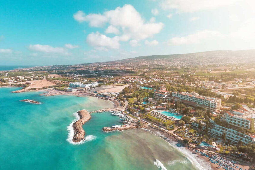 Aerial View Of A Resort Zone In Paphos, Western Cyprus, Mediterranean Europe