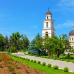 Central Park with Cathedral and Steeple in Chisinau, Moldova