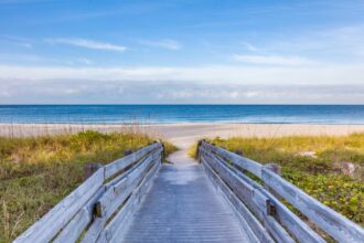 Walkway to white sand of Nokomis Beach