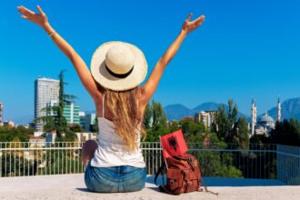 Traveler in Tirana, Albania