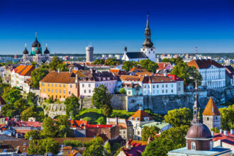 Panoramic View Of Tallinn Old Town Seen From Toompea Hill, Estonia, Baltic Coast Of Northern Europe