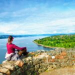 Woman taking in the views of Dumbarton, Scotland