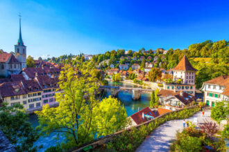 Panoramic View Of Bern Old Town, Unofficial Capital Of Switzerland, Central Europe