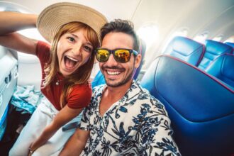 Couple on an airplane