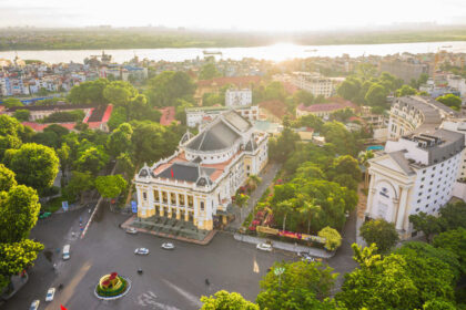 Aerial View Of The French Colonial Quarter In Hanoi, With The Opera House Pictured, Vietnam, Southeast Asia