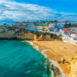 Panoramic View Of Carvoeiro, Bounded By The Atlantic Sea, The Algarve, Southern Portugal, Southern Europe