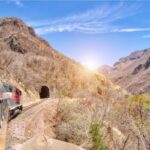 Train going into tunnel on Copper Canyon railway