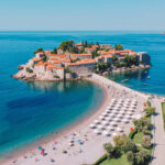 Aerial View Of The Sveti Stefan Resort, Budva, Montenegro, Southern Europe