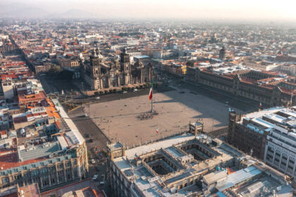 Aerial View Of Zocalo, Main Colonial Square In Mexico City, Mexico, Latin America