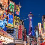 Shinsekai the renowned culinary district of Osaka, offers a high-rise view from the Tsutenkaku Tower