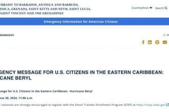 U.S. Issues Emergency Message For American Travelers Amid Hurricane Beryl