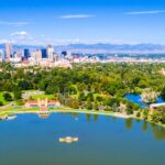 Aerial view of Denver in the summer