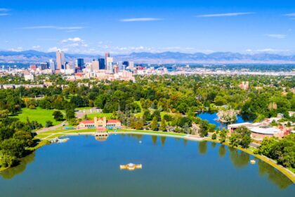 Aerial view of Denver in the summer