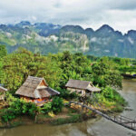 Aerial View Of The Countryside In Laos, Southeast Asia