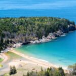 Aerial view of Sand Beach, Acadia National Park