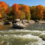 Beautiful fall morning on the River in Oglesby, Illinois, USA.