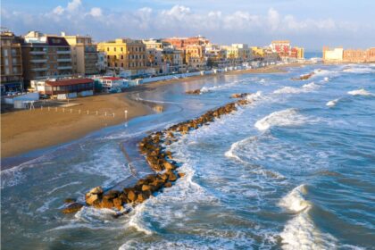 Aerial view of Anzio Italy coastline