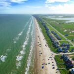 Aerial view of Surfside Beach, Texas