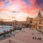 Panoramic View Of Plaza De Espana, Seville, Spain