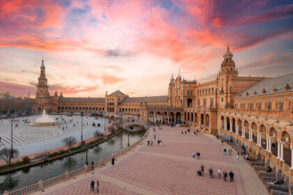 Panoramic View Of Plaza De Espana, Seville, Spain