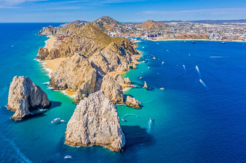 Aerial view of the arch in Los Cabos