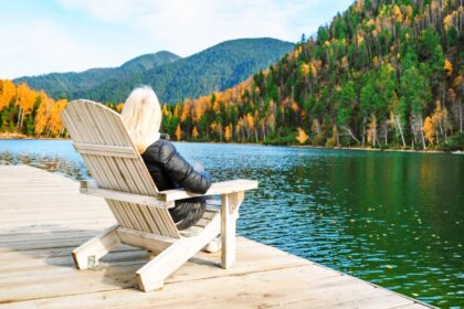 Woman enjoying the views of the Adirondack Mountains