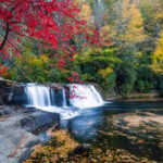 Hooker Falls in autumn near Hendersonville, NC