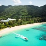 Beautiful blue water and white sand in Okinawa