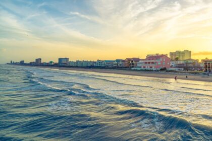 South Padre Island waves at sunset