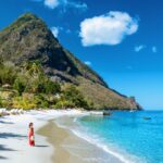 Young Woman Posing At A Beach In Saint Lucia, Caribbean Sea