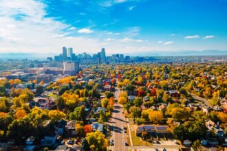 Aerial view of downtown Denver, Colorado