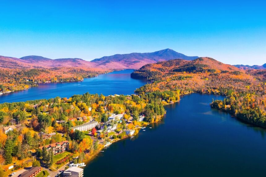 Aerial view of Lake Placid, The Adirondacks