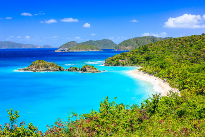 Aerial view of Trunk Bay, St. John, U.S. Virgin Islands