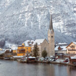 Panoramic View Of Hallstatt, An Alpine Town In Austria