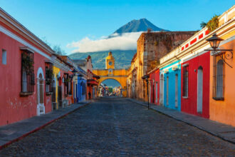 Colonial Street In Antigua Guatemala, Guatemala, Central America