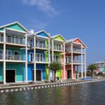 Vibrant waterfront buildings in Grand Isle, LA