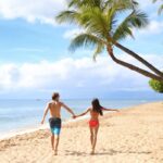 A happy couple on  Kaaanapali beach, Maui, USA.