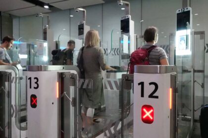 Travelers Using eGates At The Airport