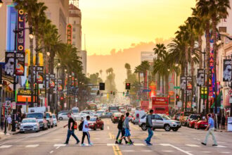 People walking along Hollywood Boulevard To National Geographic