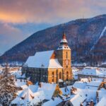 Panoramic View Of Brasov In Romania During Winter