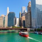 Tourist river cruise boat in Chicago