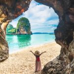 Woman visiting Ao Nang beach, Krabi