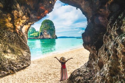 Woman visiting Ao Nang beach, Krabi